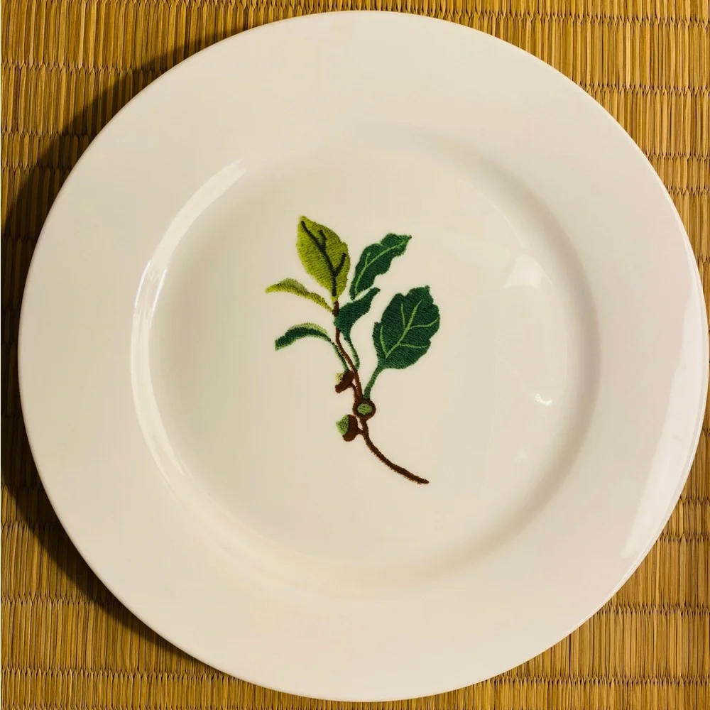 Crate and Barrel Salad Dessert Plates Set of 3 Sprigs Plates Botanical Plates